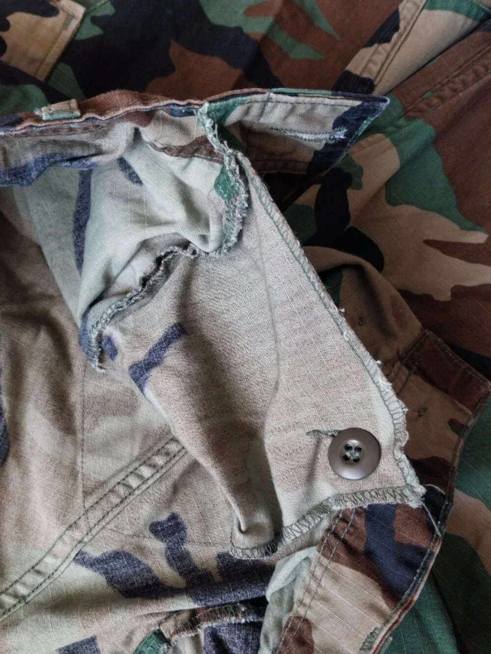US Military Woodland Camouflage BDU Trousers Hot Weather Ripstop Sz Medium Short